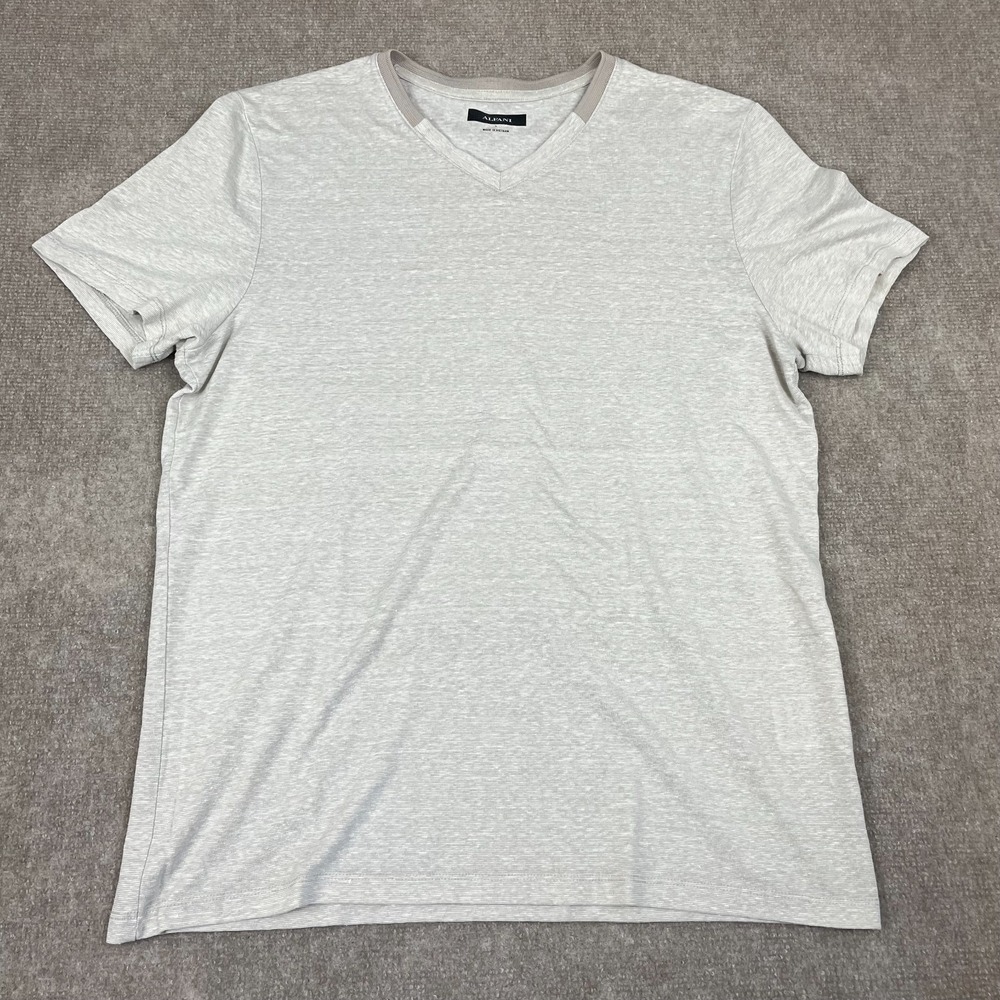 Alfani T Shirt Mens Large Gray Performance Stretch Slim Fit Short Sleeve V Neck